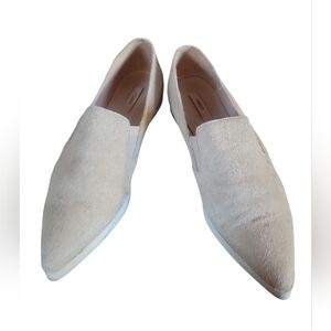 Uterque Women's Pointed Toe Cream Soft Pony Hair Leather Loafers 40